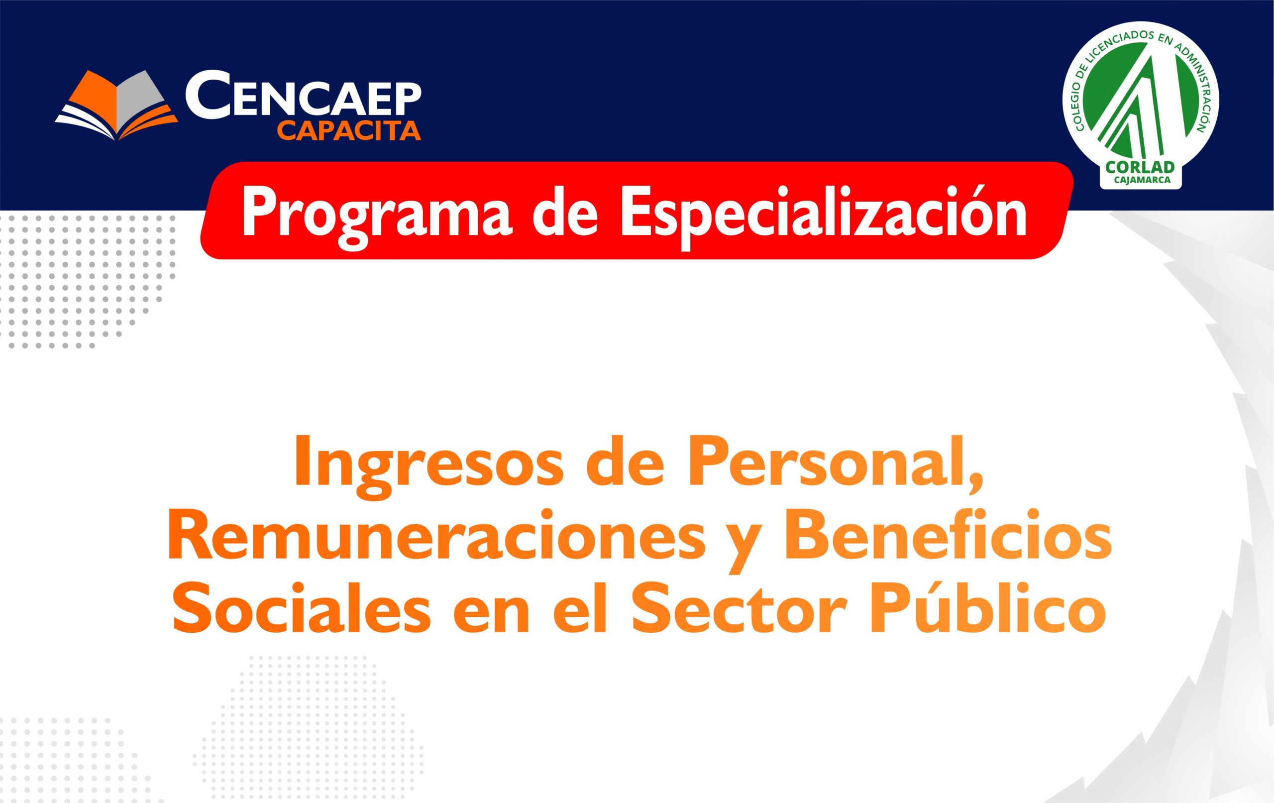 Programa de Especialización “Ingresos de Personal, Remuneraciones y Beneficios Sociales en el Sector Público”