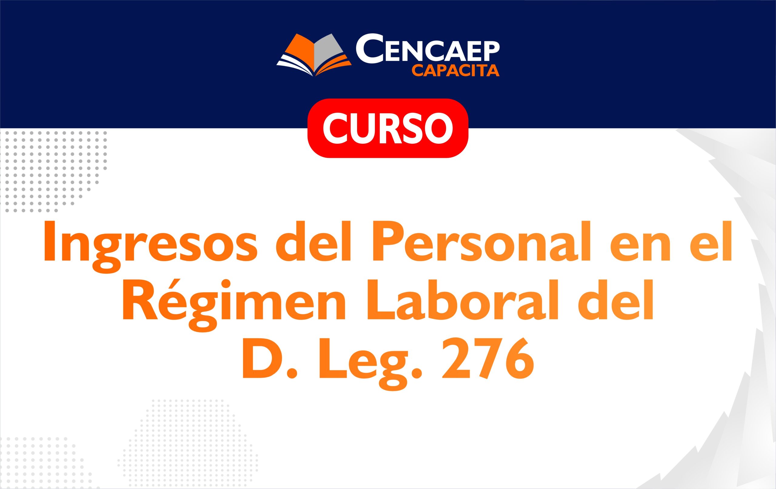 CURSO: Ingresos del Personal en el Régimen Laboral del D. Leg. 276