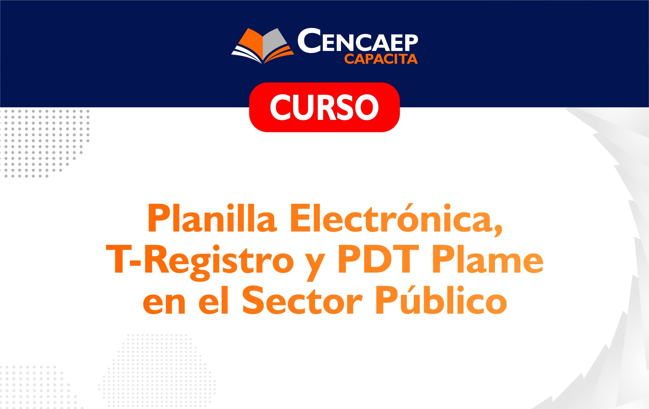 CURSO: Planilla Electrónica, T-Registro y PDT Plame en el Sector Público