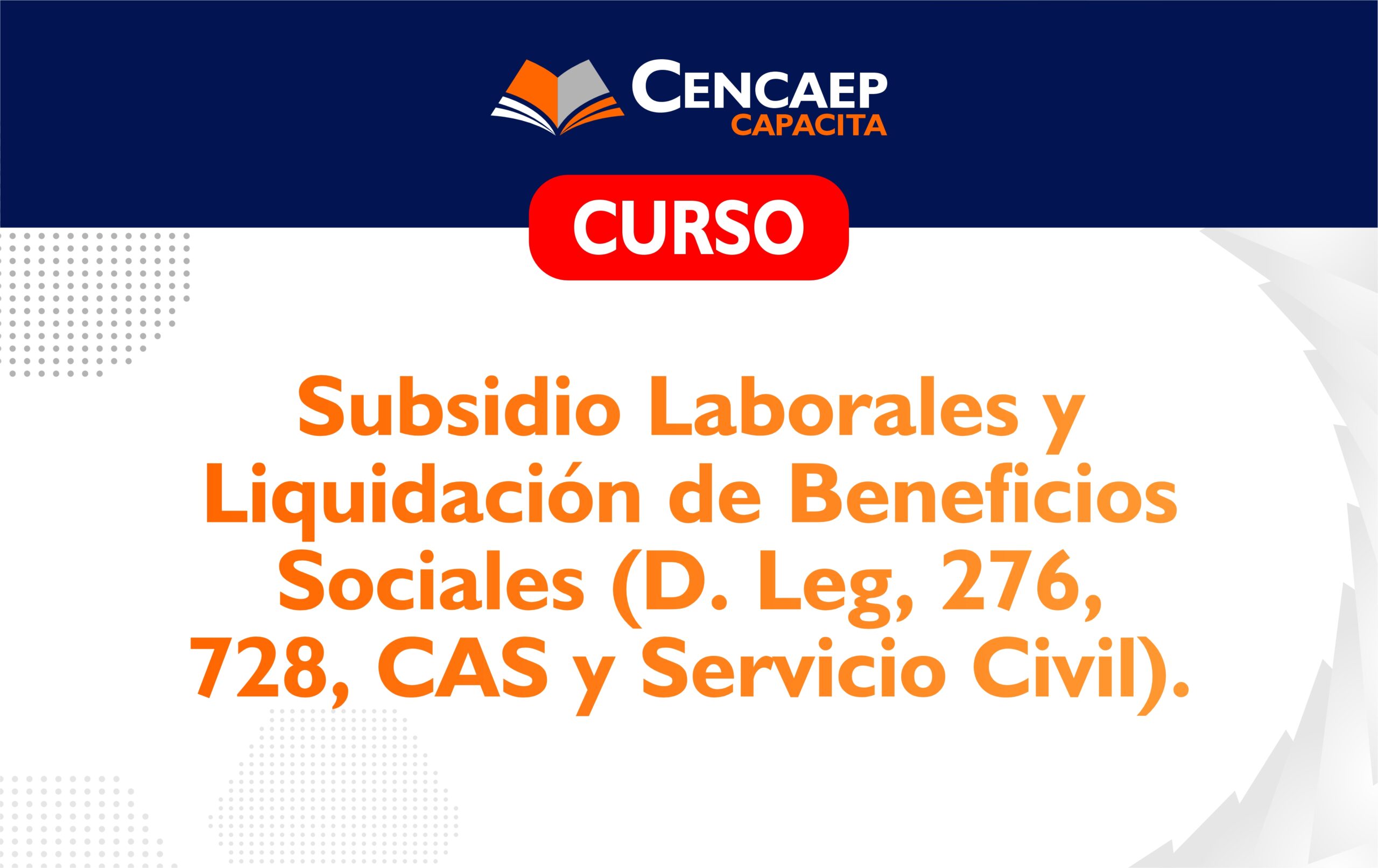 CURSO: Subsidios Laborales y Liquidación de Beneficios Sociales (276, 728, Cas Y Servicio Civil)